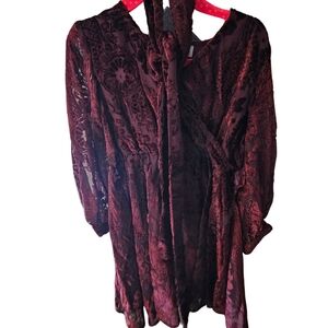 Ivy City Mini Dress. Burgundy Long Sleeve Dress